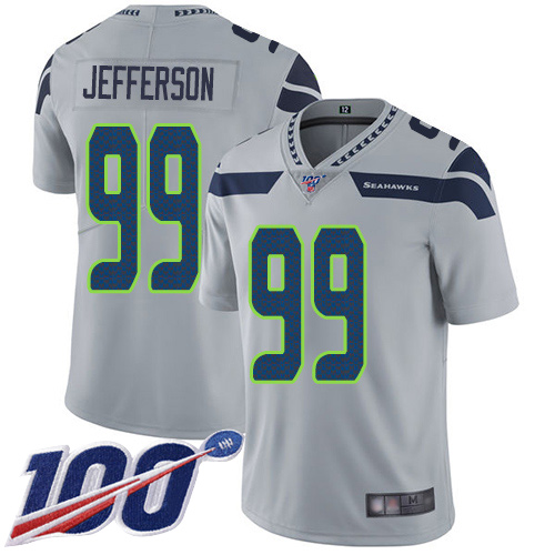 Seattle Seahawks Limited Grey Men Quinton Jefferson Alternate Jersey NFL Football #99 100th Season Vapor Untouchable->youth nfl jersey->Youth Jersey